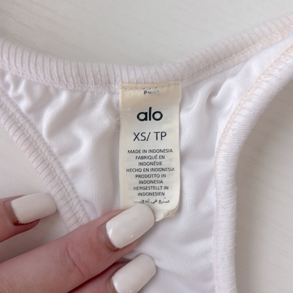 ALO Yoga White Ribbed Racerback Bralette - Picture 3 of 3